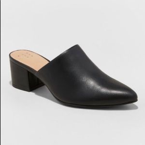 Black Heeled Mules